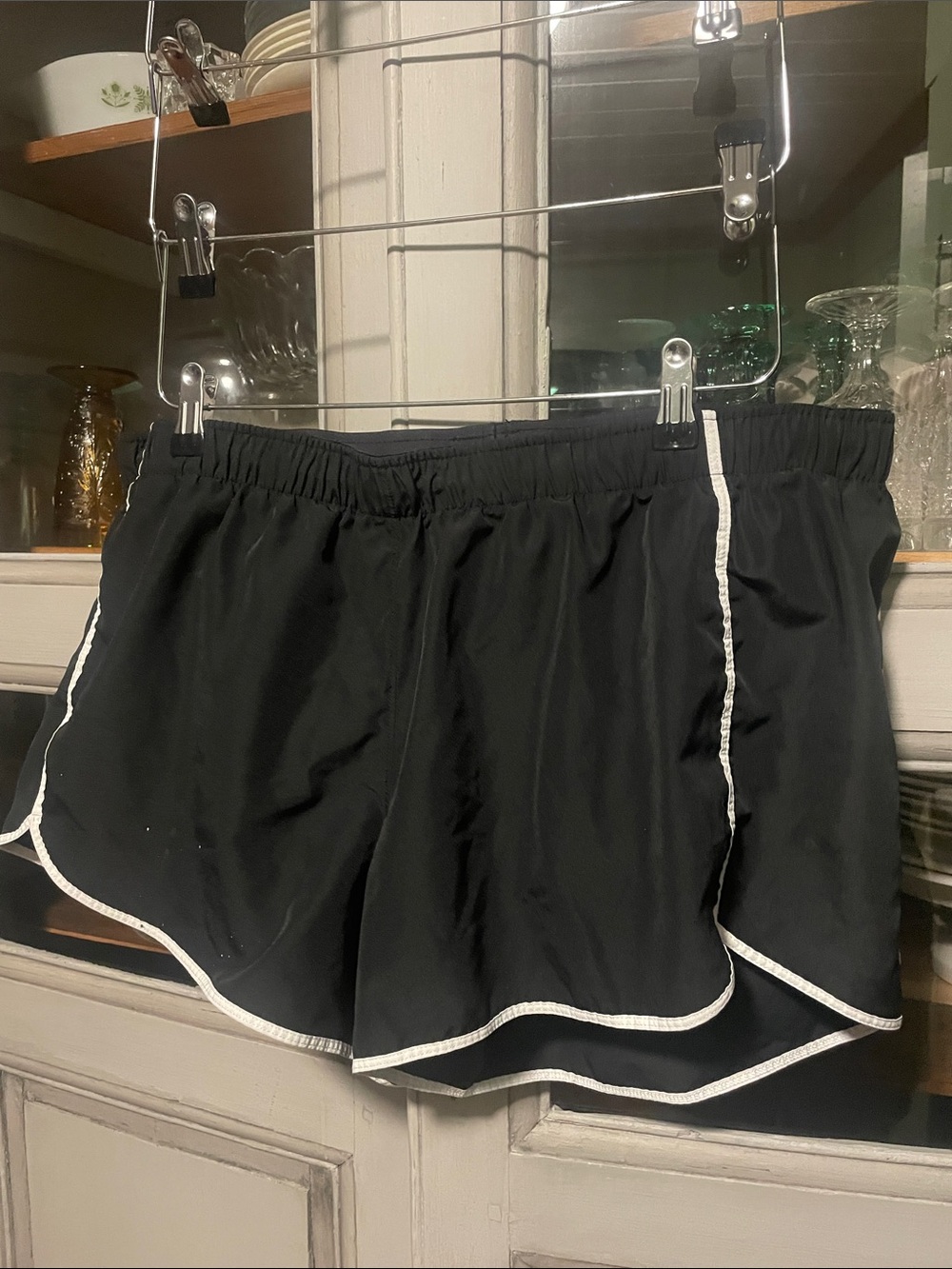 Women’s Black Athletic Shorts with White Trim